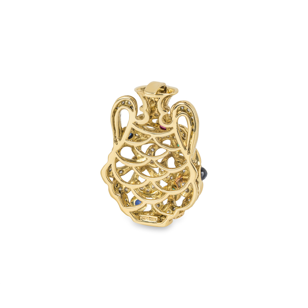 Diamond & Multi-Gemstone Yellow Gold Vase Pendant